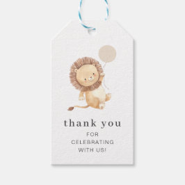 Lion met Cream Balloon Label Cadeaulabel