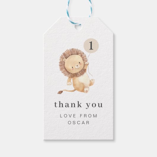 Lion met Cream Balloon Label Cadeaulabel (Voorkant)