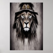 Lion met een koel pet | AI Art Poster (Voorkant)