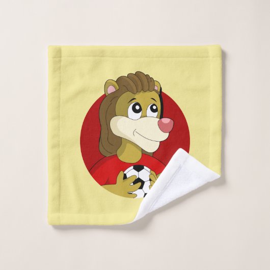 Lion met een voetbal cartoon wasdoek washandje (Wasdoekje)