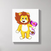 Lion met haardroger canvas afdruk (Voorkant)