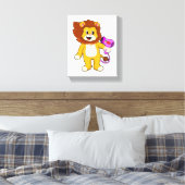 Lion met haardroger canvas afdruk (Insitu (Slaapkamer))