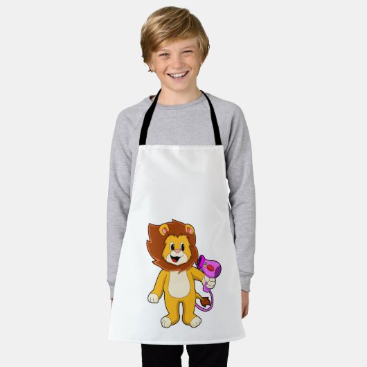 Lion met haardroger schort (Gedragen)