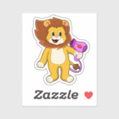 Lion met haardroger sticker (Vel)