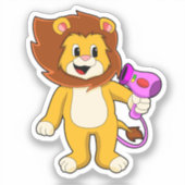 Lion met haardroger sticker (Voorkant)