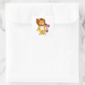 Lion met haardroger vierkante sticker (Tas)
