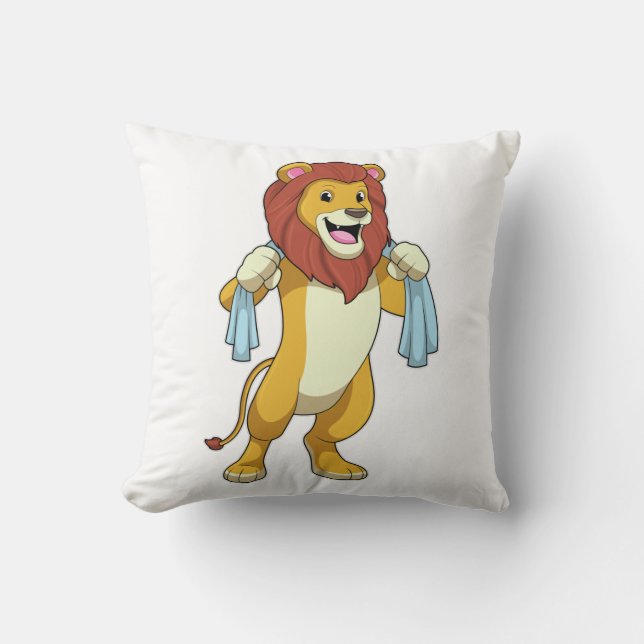 Lion met handdoek voor douwer kussen (Voorkant)