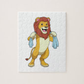 Lion met handdoek voor douwer legpuzzel (Verticaal)
