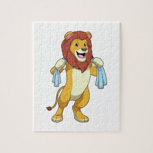 Lion met handdoek voor douwer legpuzzel (Verticaal)