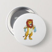 Lion met handdoek voor douwer ronde button 7,6 cm (Voorkant /achterkant)