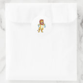 Lion met handdoek voor douwer ronde sticker (Tas)