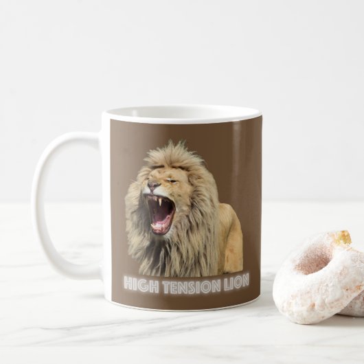 Lion met hoge spanning koffiemok (Met donut)