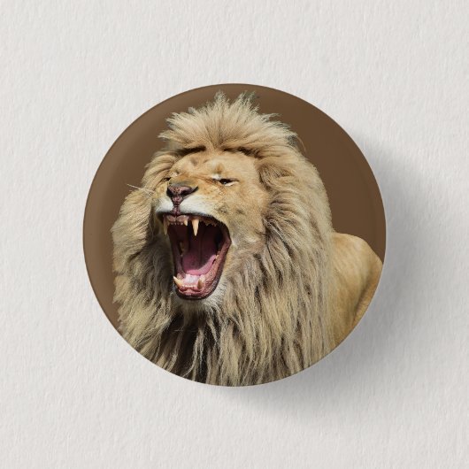 Lion met hoge spanning ronde button 3,2 cm (Voorkant)