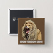 Lion met hoge spanning vierkante button 5,1 cm (Voorkant /achterkant)