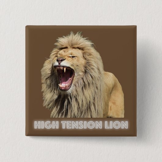Lion met hoge spanning vierkante button 5,1 cm (Voorkant)