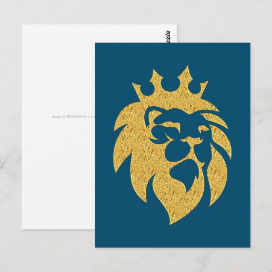 Lion met kroon - Gold Style 1 Briefkaart (Voorkant / Achterkant)