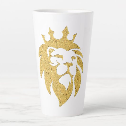 Lion met kroon - Gold Style 1 Latte Mok (Voorkant)
