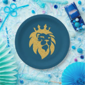 Lion met kroon - Gold Style 1 Papieren Bordje (Feest)