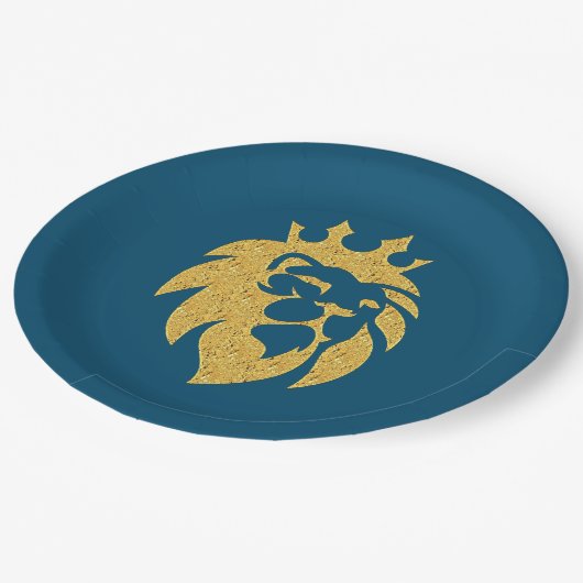 Lion met kroon - Gold Style 1 Papieren Bordje (Gekanteld)