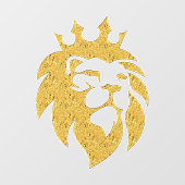 Lion met kroon - Gold Style 1 Raamsticker (Vel)