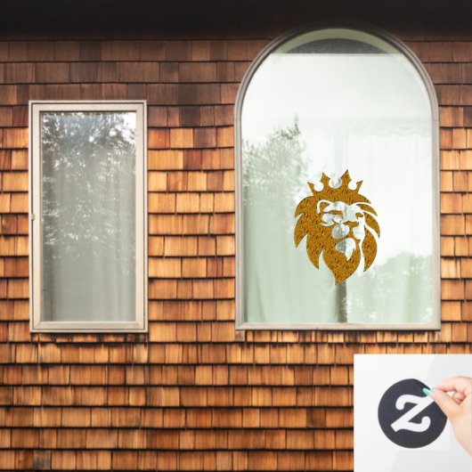 Lion met kroon - Gold Style 1 Raamsticker (Huis Raam)