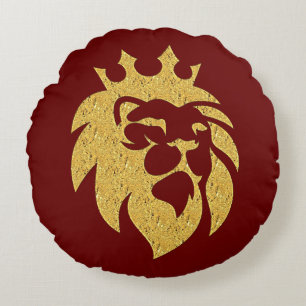 Lion met kroon - Gold Style 1 Rond Kussen