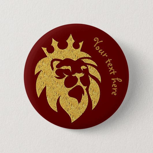 Lion met kroon - Gold Style 1 Ronde Button 5,7 Cm (Voorkant)