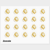 Lion met kroon - Gold Style 1 Ronde Sticker (Vel)