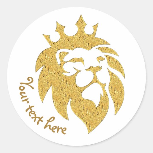 Lion met kroon - Gold Style 1 Ronde Sticker (Voorkant)