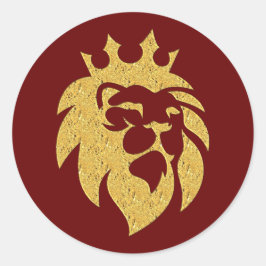 Lion met kroon - Gold Style 1 Ronde Sticker