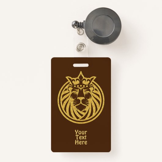 Lion met kroon - Gold Style 4 Badge (Voorkant met intrekbare)
