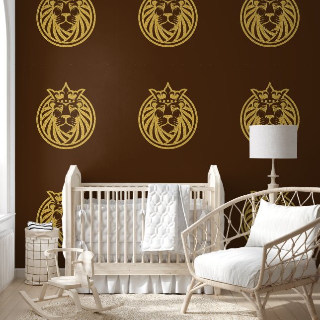 Lion met kroon - Gold Style 4 Behang (Kinderen)