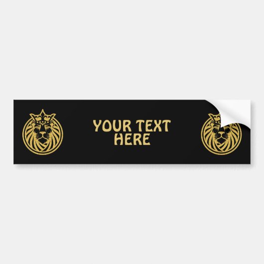 Lion met kroon - Gold Style 4 Bumpersticker (Voorkant)