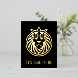 Lion met kroon - Gold Style 4 Folie Uitnodiging Briefkaart