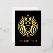 Lion met kroon - Gold Style 4 Folie Uitnodiging Briefkaart (Voorkant / Achterkant)