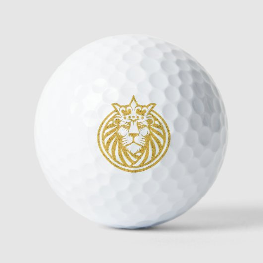 Lion met kroon - Gold Style 4 Golfballen (Voorkant)
