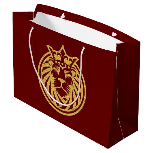 Lion met kroon - Gold Style 4 Groot Cadeauzakje (Achterkant Gekanteld)