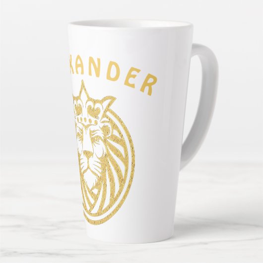 Lion met kroon - Gold Style 4 Latte Mok (Rechterhoek)