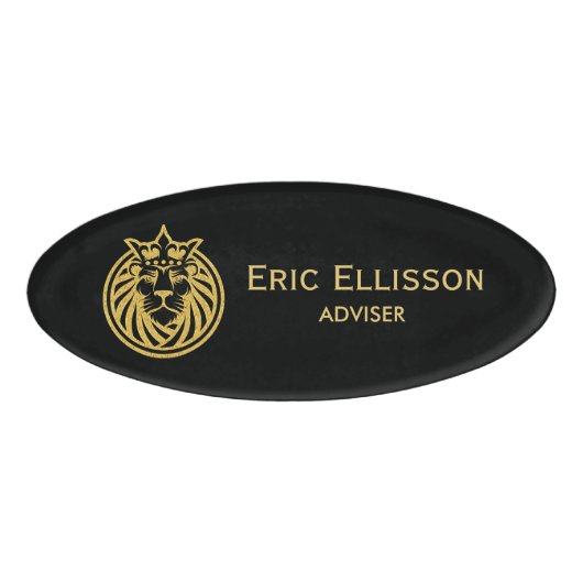 Lion met kroon - Gold Style 4 Naambadge (Voorkant)