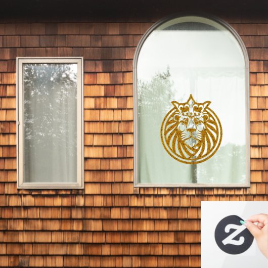 Lion met kroon - Gold Style 4 Raamsticker (Huis Raam)