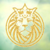 Lion met kroon - Gold Style 4 Raamsticker (Vel 3)