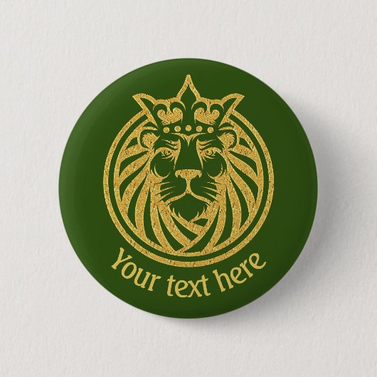 Lion met kroon - Gold Style 4 Ronde Button 5,7 Cm (Voorkant)