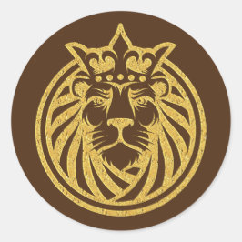 Lion met kroon - Gold Style 4 Ronde Sticker