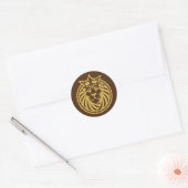Lion met kroon - Gold Style 4 Ronde Sticker (Envelop)