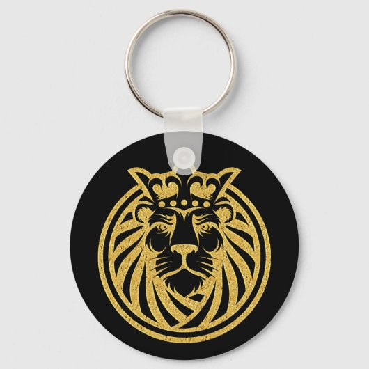 Lion met kroon - Gold Style 4 Sleutelhanger (Voorkant)