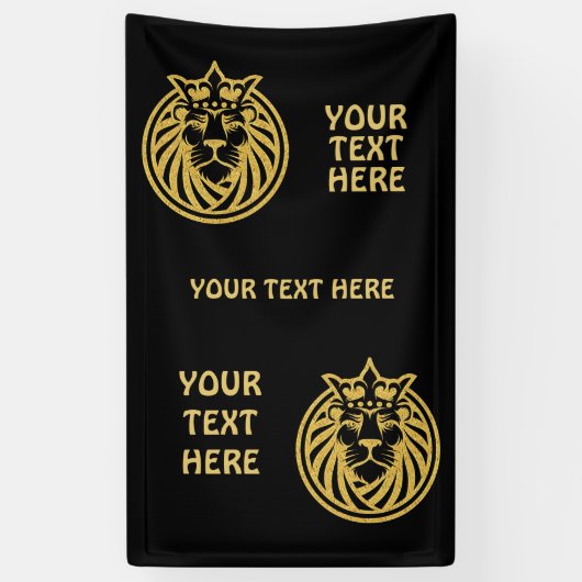 Lion met kroon - Gold Style 4 Spandoek (Verticaal)