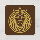 Lion met kroon - Gold Style 4 Vierkante Visitekaartje (Voorkant)