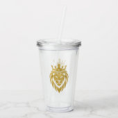 Lion met kroon - gouden stijl 3 acryl drinkbeker (Achterkant)
