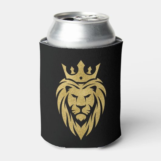 Lion met kroon - gouden stijl 3 blikjeskoeler (Blikje Voorkant)