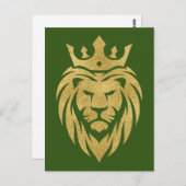 Lion met kroon - gouden stijl 3 briefkaart (Voorkant / Achterkant)